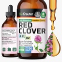 BIO KRAUTER Red Clover Tincture - Red Clover Extract - Lichid Supliment pentru femei de sprijin - Alcool și zahăr gratuit - Picături Vegan 4 Fl.Oz.