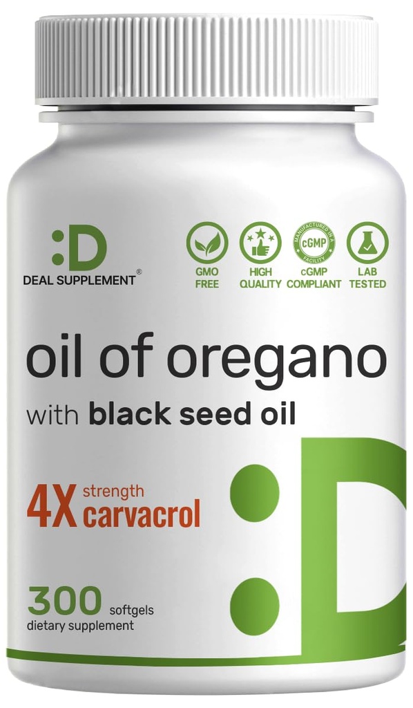SUPLIMENTARE DETALIATĂ Ulei de Oregano Softgels cu ulei de semințe negru 300 Conte 