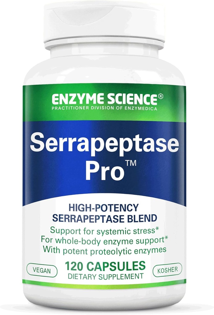 Enzyme Science Serapeptase Pro, 120 capsule - Serapeptidază Supliment pentru Sinus, suport imun şi cardiovascular