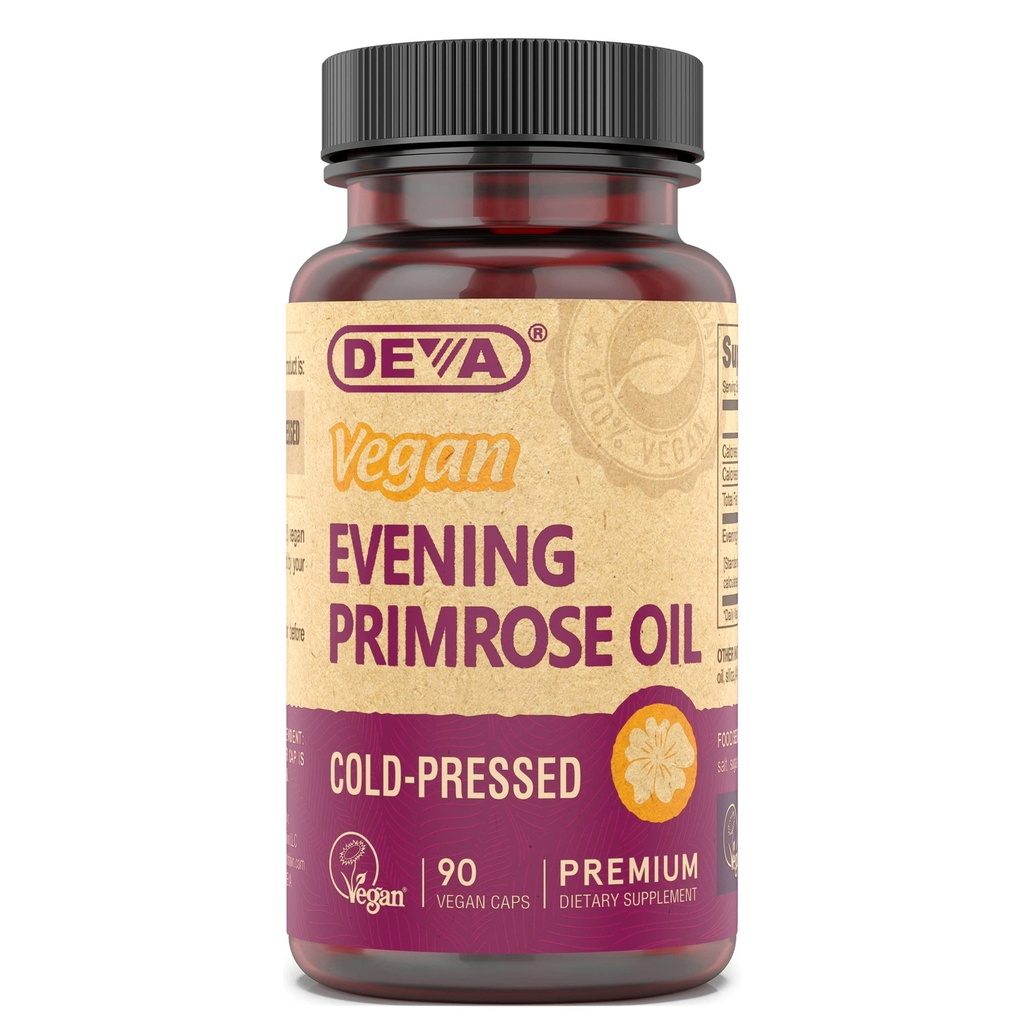 DEVA Vegan Evening Primrose Oil, Rece-Pressed, Nerafinate, 90 capsule, 1-pack