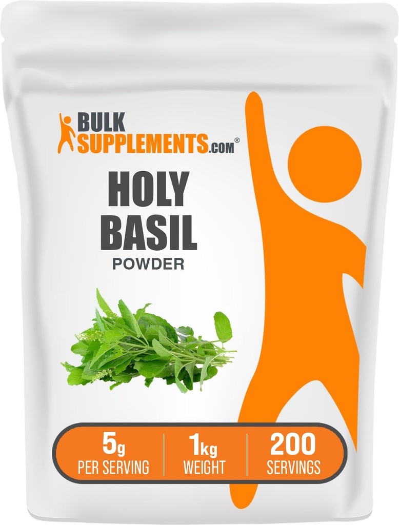 BulkSupplements.com Sfânta pulbere Basil - Sfântul Basil Supliment, Sfânta pulbere de frunze - Tulsi Sfântul Basil, Herbal & Gluten Free, 5g per Serving, 1kg (2,2 lbs) (Pachet de 1)