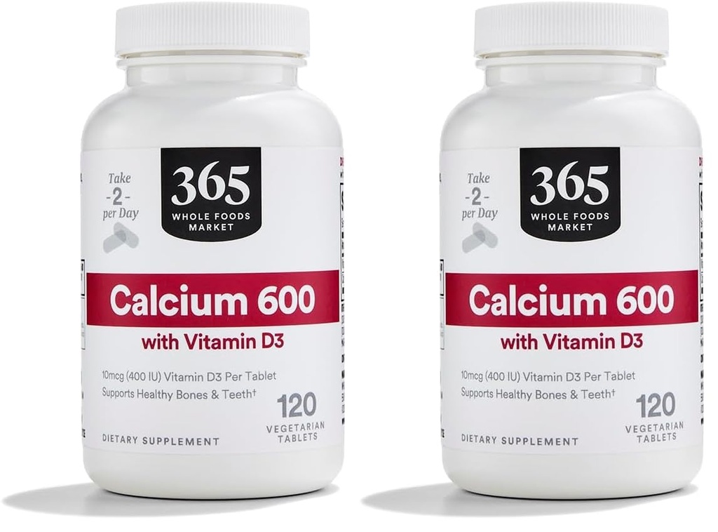 365 de Whole Foods Market Calciu cu vitamina D3 tablete, 120 Număr (Pachet de 2)