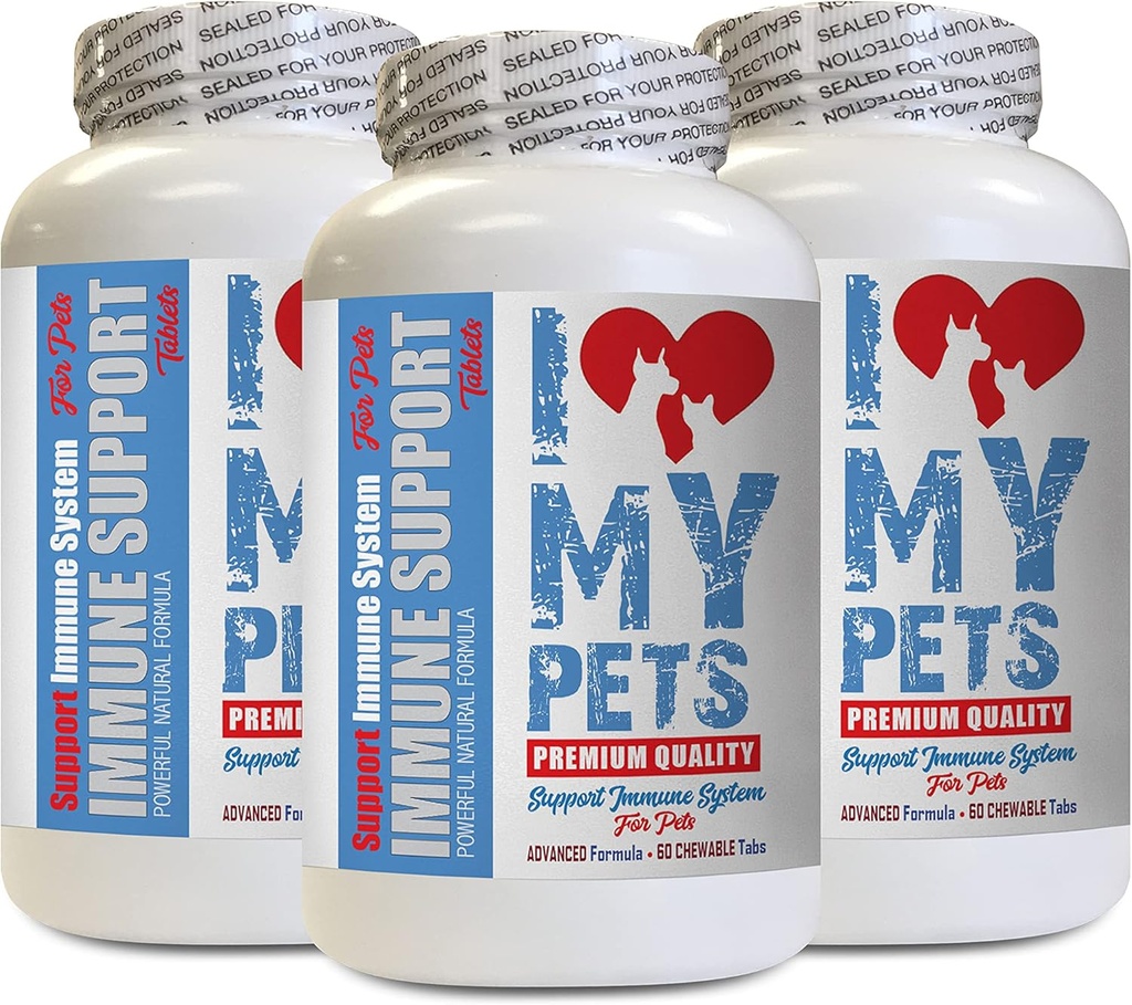 Iubesc PETS LLC Imunity Dog Supplement - PET Immune Support - Câini și pisici - Booster - Sănătoși - Dog Milk Thistle Suplimentul hepatic - 180 Tratează (3 Sticle)