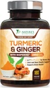 Curcumina Turmeric Supliment 1950mg - 95% Curcuminoide cu Turmeric organic & Ginger, BioPerine Black Pepper pentru cea mai bună absorbţie, Nature's Vegan Joint Support, Non-GMO, îmbuteliat în SUA - 180 capsule