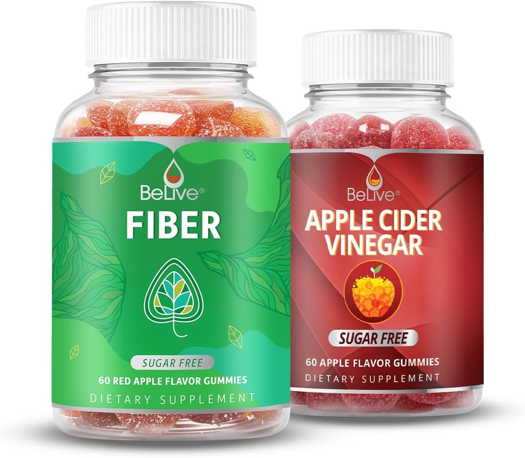 BeLive Digestion Bundle Fiber and Apple Cider Otegar for Digestive Support and Global Gut Health