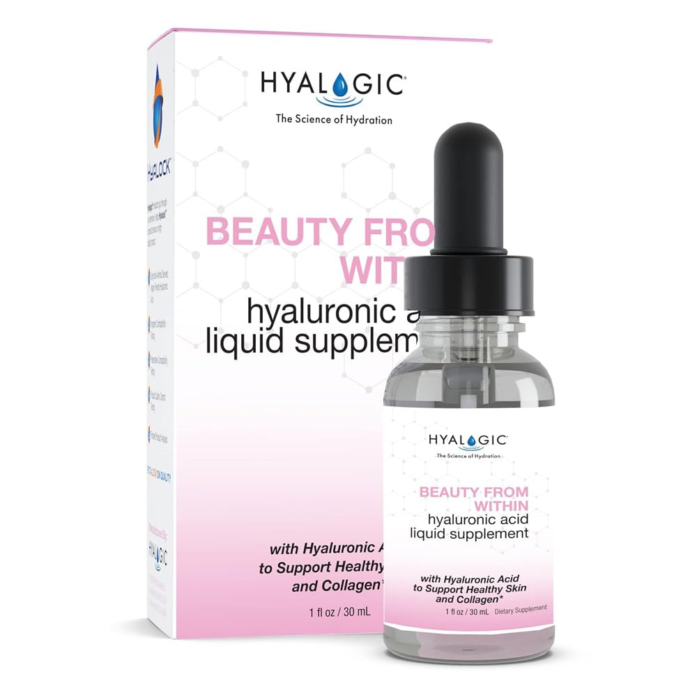 Frumusețe hialogică Din interiorul suplimentului lichid acid hialuronic - Acid hialuronic lichid pentru hidratarea pielii, suport comun, și Colagen Boost - Vegan, Gluten-Free, Odorless & Gustless (1 Fl Oz)