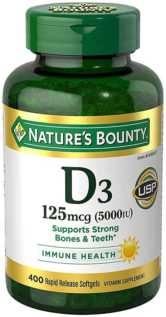 Natura's Bounty Immune Health Vitamina D3 5000 ui, Rapid Release 400 Softgels
