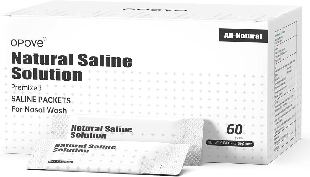 opove Pachete saline pre-amestecate pentru sisteme de irigare Nasala, naturale, și PH echilibrat pentru Sinus Relief, 60 Packs (Curățator de nas nu este inclus)