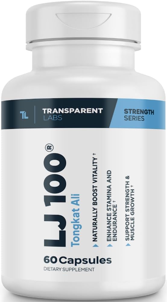 Labs Transparent LJ100 - Eurycoma Longifolia Tongkat Ali Extract 100 mg capsule pentru Lean Body Mass, Putere, și îmbunătățirea performanței - 60 Conte