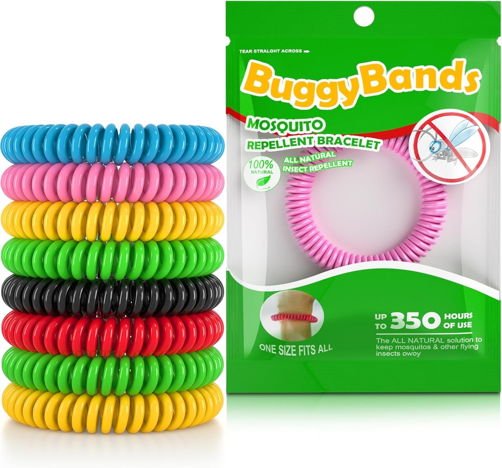24 Pack Mosquito repelent brățară, individual înfăşurat Wristband-uri repelente, DEET gratuit, Natural și Waterproof Band