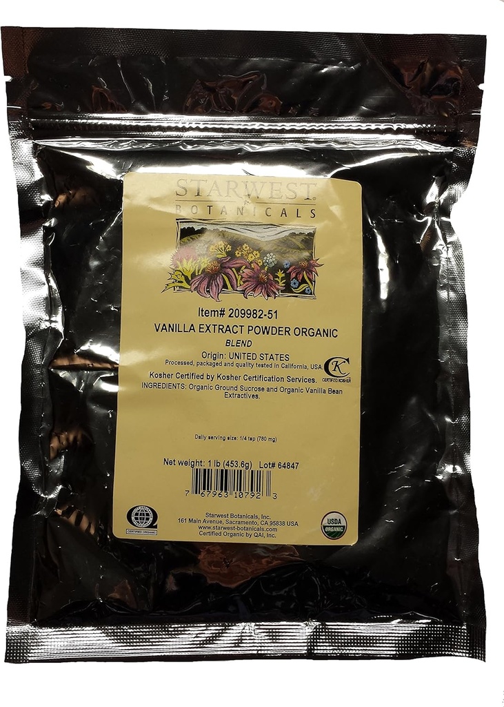 Starwest Botanics Organic Vanilla Extract pulbere - 1 lira