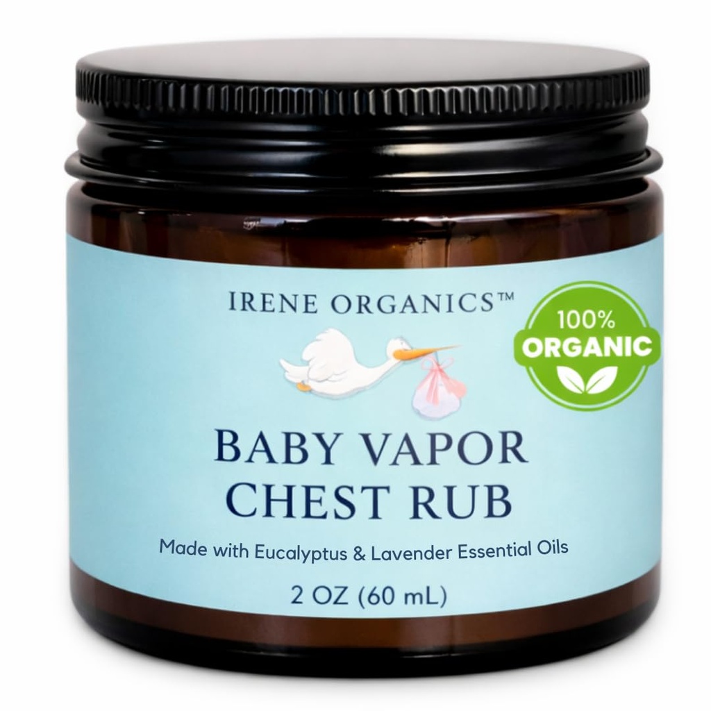 Irene Organices Organic Baby Vapor Chest Rub Curate Vapo Rub Made with non Toxic Ingredients like Eucalyptus Essential Oils, Safe for All Ages, Newborns and Infants, Bolnav Kids Essentials