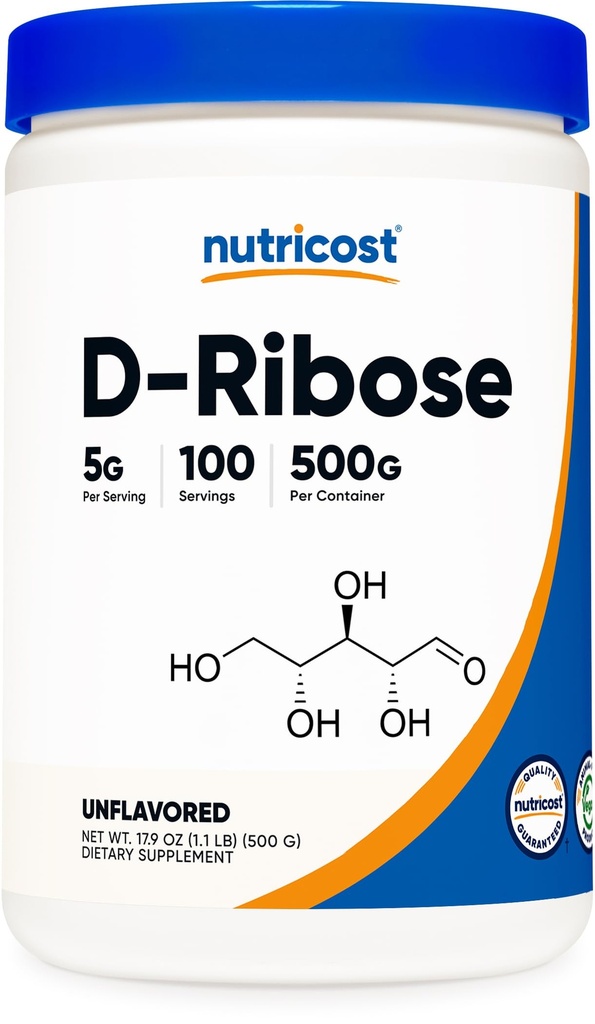 Nutricost D-Ribose pulbere 500 Grams - 5000 mg per servire, non-GMO (500 Grams)