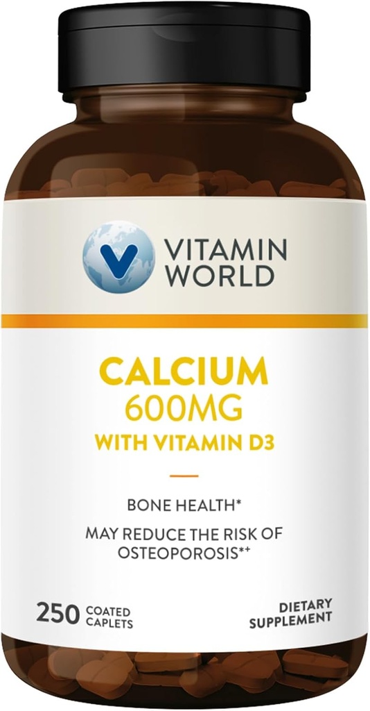 Vitamina World Calciu 600mg + Vitamina D3 250 Caplete filmate