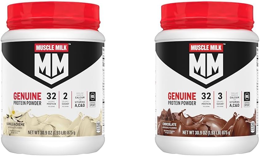 Muşchi Lapte adevărat praf de proteine Bundle, Vanilla Creme 1.93 Lire 12 Servire 32g Proteină 2g Zahăr şi ciocolată 1.93 Lire 12 Serviri 32g Proteină 3g Zahăr