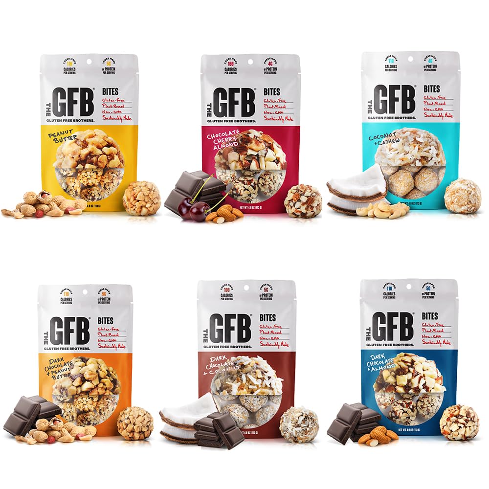 GFB Variety Pack Proteina Bites - Gluten gratuit, pe bază de plante, non OMG-uri, Sustenabil Made 