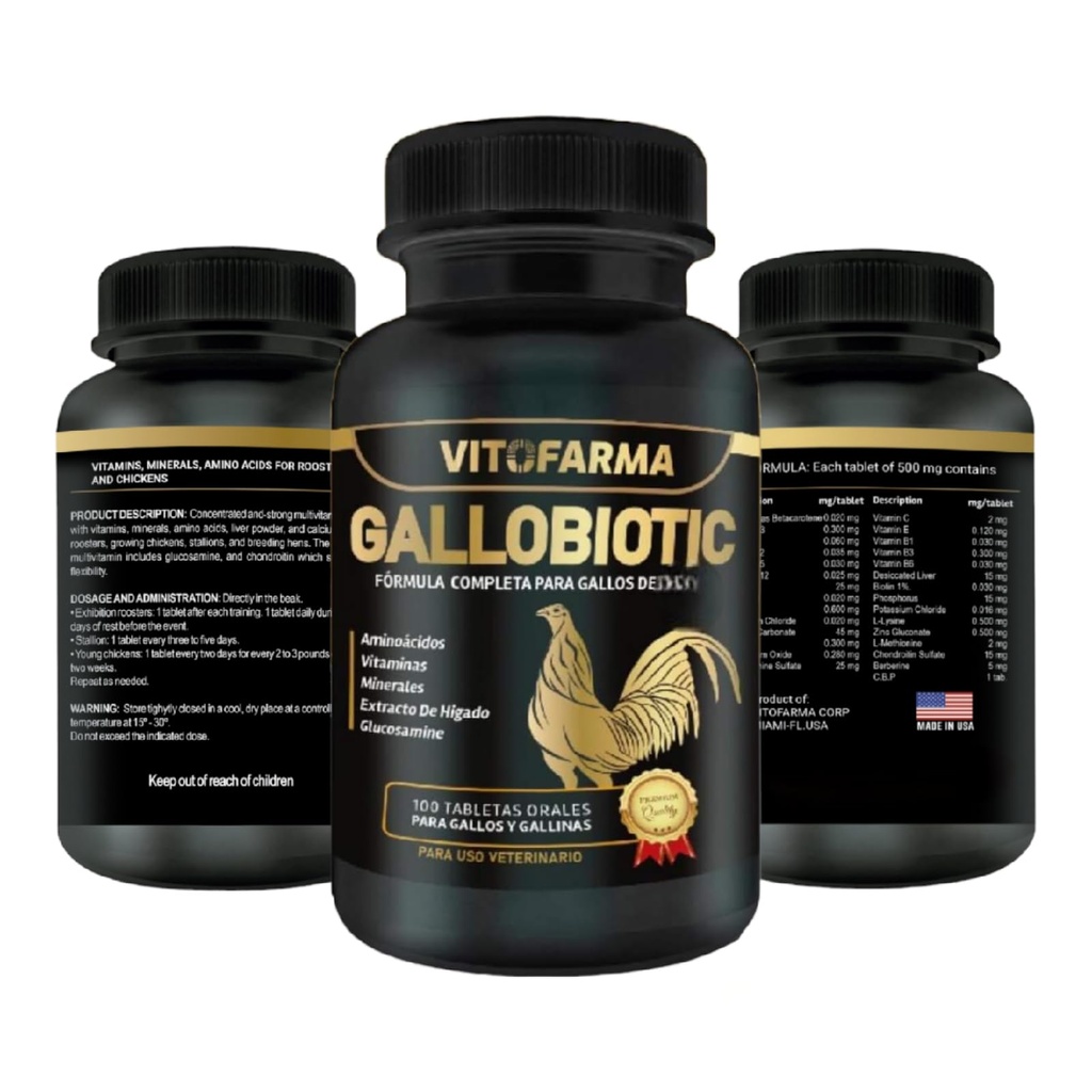 Gallobiotic Natural Multivitamine pentru Rooster, Hens - 100 comprimate 