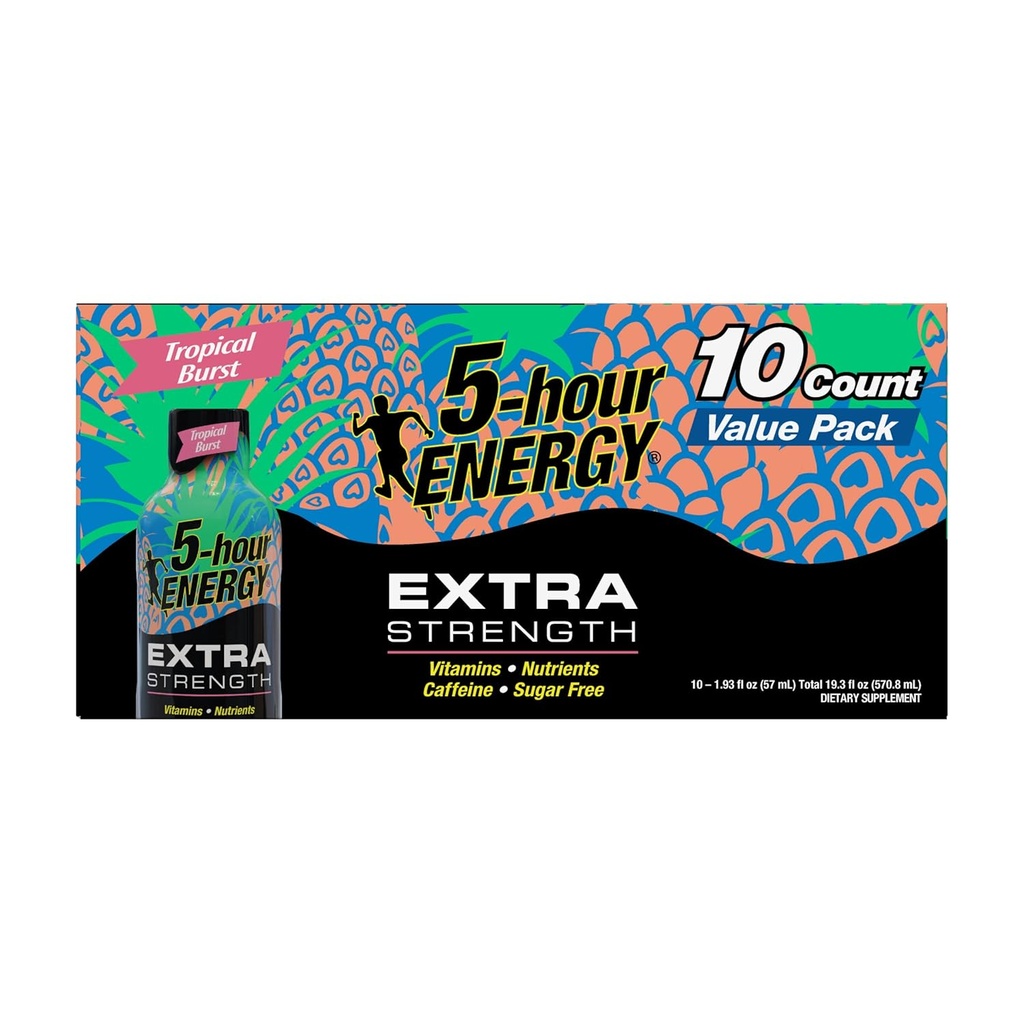 5 ore energie, Shot Extra Putere, Tropical Burst, 1.93 Fl Oz, 10 Conte
