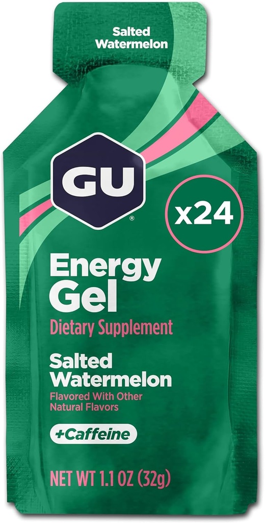 GU Energy Original Sports Nutrition Energy Gel, Salted Pepene verde, 26.4 Oz, 24 Count