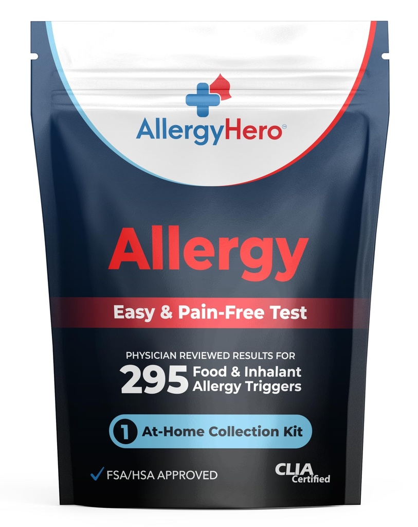 AllergieHero Cuprinzator de alimente si de mediu de alergii Kit de testare cu 295 declansatoare pentru adulti si copii 