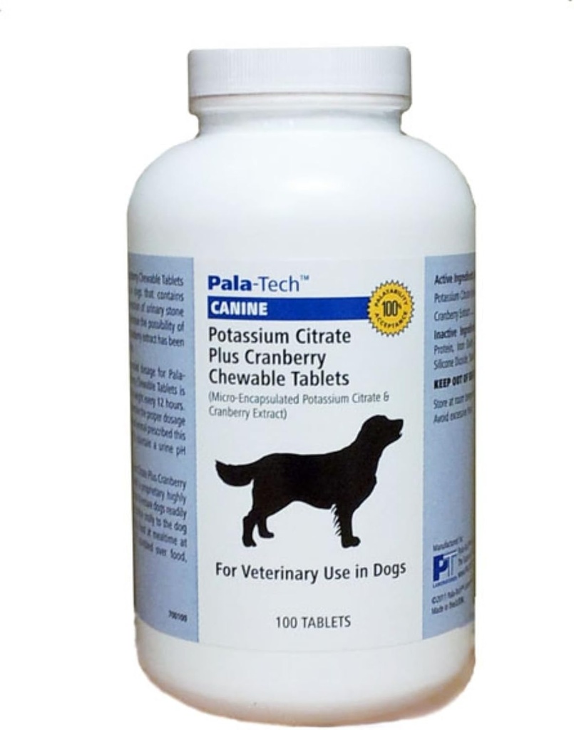 Dog UTI Tratamentul - Citrate de potasiu Plus Suplimentul de afine pentru câini 100 Tablete masticabile pentru Infecția cu tractul urinar și prevenirea vezicii urinare de piatră, Suport de incontinență canină Made în SUA