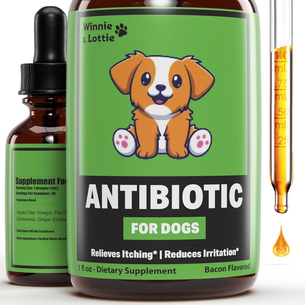 Antibioticele cainelui natural - Antibioticele pentru caini - Sprijina mancarime, ajutor pentru alergii, sanatate imuna si mai mult - Antibiotic pentru caini - Itch Relief pentru câini - Tratamentul infectiei cu dungi pentru câini - 1 oz