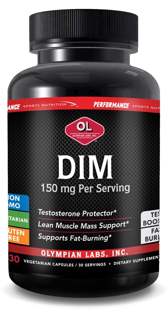 Olympian Labs DIM 150mg - DIM Diindolilmetan supliment Capsule de susţinere a echilibrului hormonal, piele curată, POSS, & Ajutor în regimurile de fitness - 30 capsule (30 zile de aprovizionare)