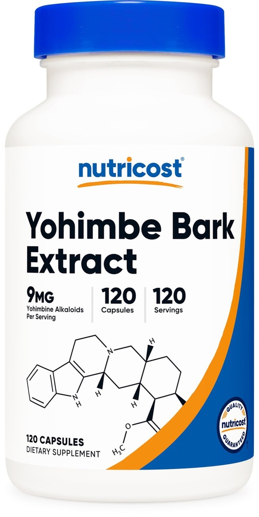 Nutricost Yohimbe Bark Extract 450 mg (9mg alcaloizi Yohimbine), 120 capsule - extra Putere, Gluten gratuit, non-GMO