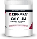 Kirkman - Calciu cu vitamina D3 pulbere - 8 oz - Minerale esențiale - ajută la menținerea oaselor puternice - nearomatizate