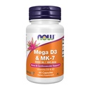acum alimente Suplimente, Mega D-3 & MK-7 cu vitamine D-3 & K-2, 5000 UI/180 mcg, Bone & Cardiovascular Support*, 60 Veg Capsule