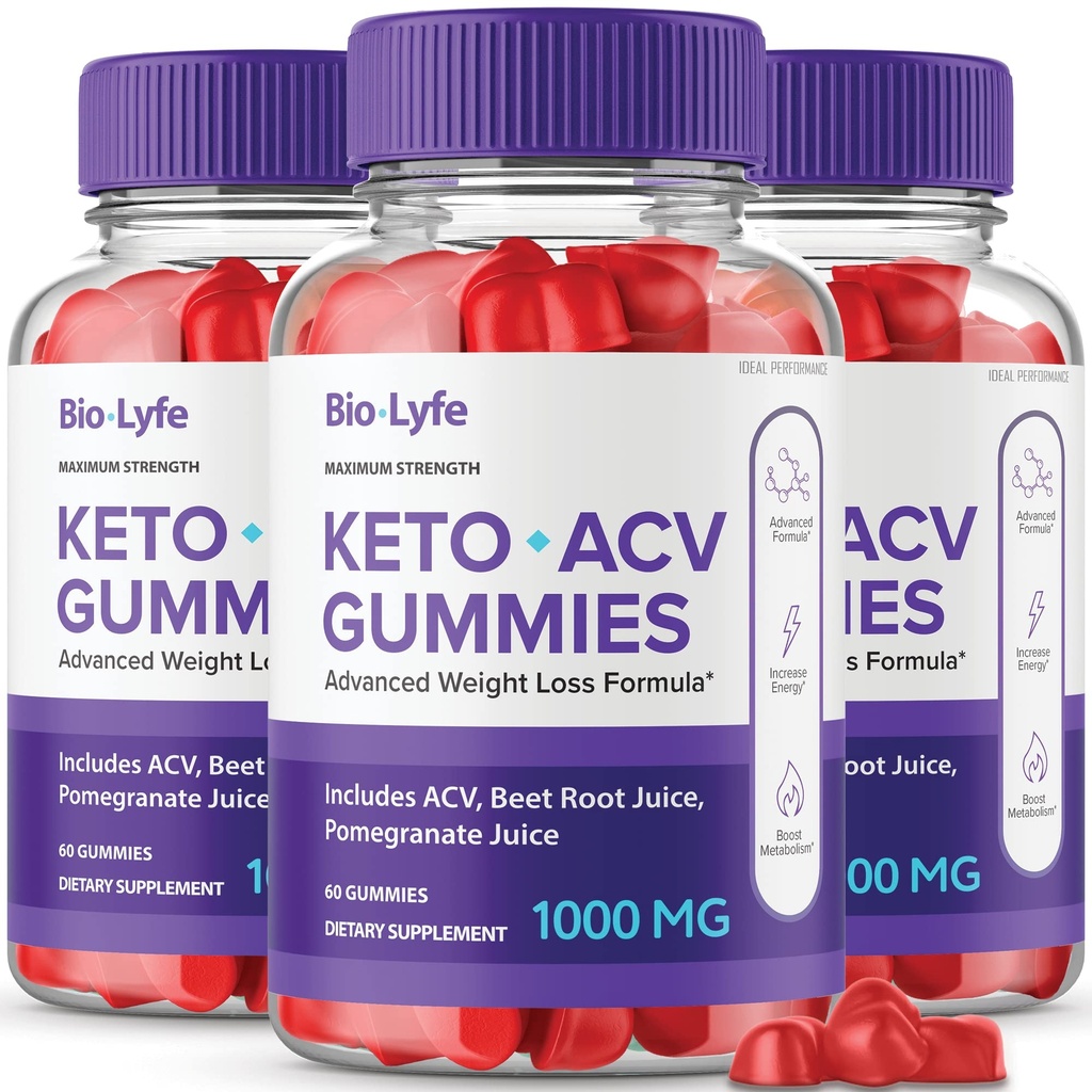 Biolyfe Keto + Gummies, BiolyfeKeto ACV Keto Supplement Gummies - Putere maximă, Keto+ ACV Gummys, All Natural Support Formula Keto+ACV Formula avansată, Biolyfe Keto Gummy Reviews (3 Pack)