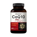 NatureBell CoQ10 400mg cu capsule Omega-3-240 - Supliment antioxidant pentru suport pentru inima si energie de sănătate - Suporturi energie celulară * - Coenzime extra de rezistență Q10