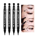 BINGBRUSH Eyeliner Stamp Liquid Pen cu două fețe, Stampe de machiaj Față Extrem de negru rezistent la apă Gel Slim Felt Sfat mare Black pigment Eyeliner lichid și sigiliu (negru)