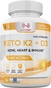 Vitamina K2 + D3 cu calciu - Os, inimă și formula imună - K2 D3 Suplimentul de vitamine pentru femei și bărbați - 60 capsule