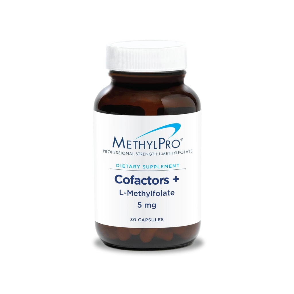 Metilpro L-metilfolat 5 mg + cofactors - L Metil Folate Supplement for Women & Men, metilated Vitamin B9 (5-MTHF) with B6 and B12 for Brain Health, Focus, and Calm - 30 capsule (Pachet de 1)