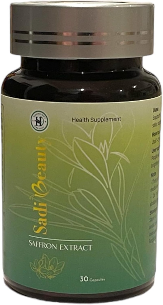 Saffron Extract Capsules with L-Glutathione, Vitamin C, Vitamin E; Brighten Skin Tone, Help Melasma, Reduce Dark Spots, Anti Aging 30 Capsules