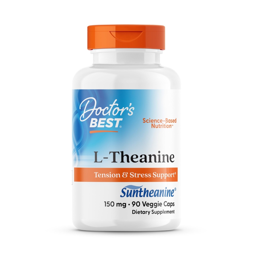 Cel mai bun L-Theanine al doctorului conține Suntheanină, ajută la reducerea stresului și somnului, non-GMO, gluten gratuit, Vegan, 150 mg (DRB-00197), 90 Conte