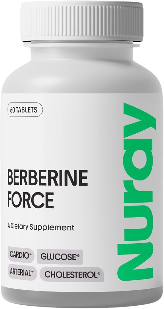 Nuray Berberine Force - Sprijină sănătatea cognitivă, sănătatea gastrointestinală, sănătatea cardiovasculară şi ajută la menţinerea sănătăţii metabolice - cu Folat, acid lipoic R-Alfa - 60 Conte - 500mg
