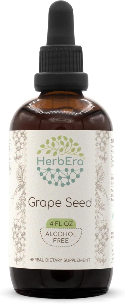 Seminţe de struguri B120 Extract de plante fără alcool Tinctură, Picături lichide concentrate Struguri naturali (Vitis Vinifera) Seminţe uscate (4 Fl Oz)