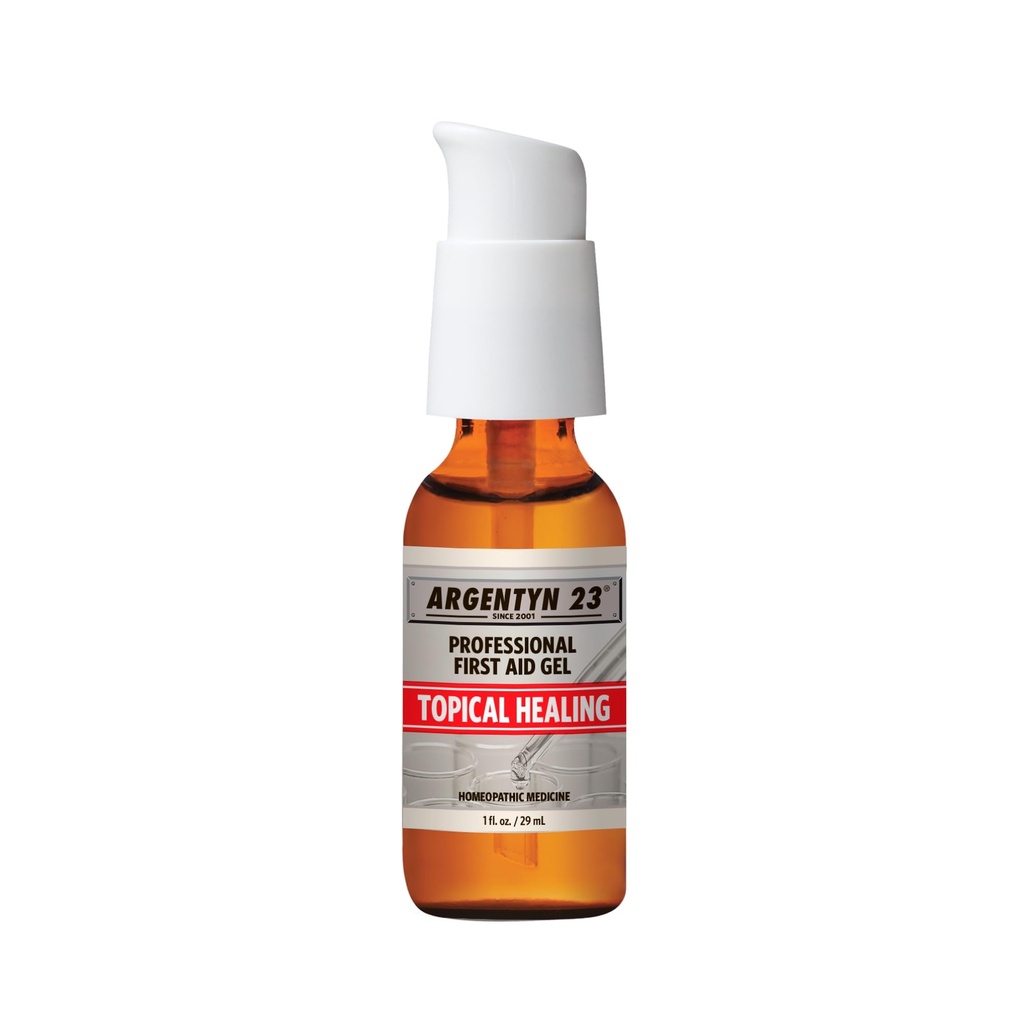 Argentyn 23 Professional Silver First Aid Gel - Argentum Metallicum Gel Suport pentru îngrijirea rănilor, Topic Skin Care pentru Suport Soothing cu Pompă convenabil - 1 fl oz (30 ml)