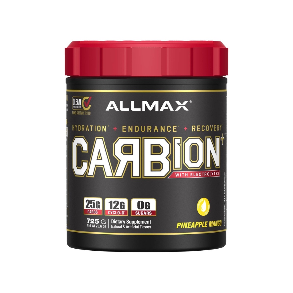 ALLMAX Nutrition - CARBION+ Antrenament Pudră supliment de hidratare cu Electroliți, Suporturi Perseverență, Recuperare și Performanță Exerciții, Gluten gratuit și Vegan, Ananas Mango, 25 Serviri