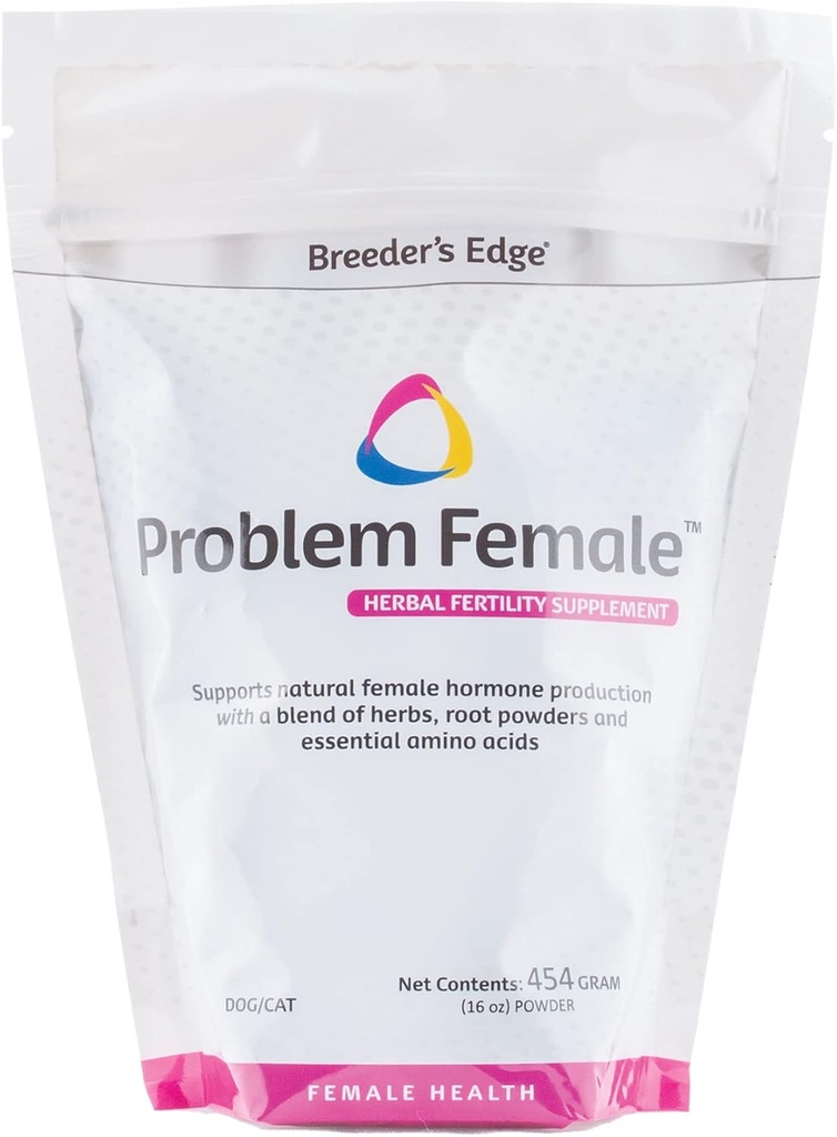 Problema Breeder Edge de sex feminin, supliment de sprijin hormonal pentru câini și pisici de sex feminin, susține echilibru de reproducere și întreținere sarcină, 454 gm