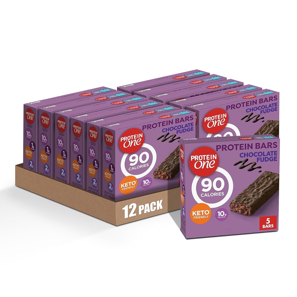 Proteine One 90 Calorie Proteine Baruri, ciocolată Fudge, Keto Friendly, 5 CT, 4.8 oz (Pachet de 12)