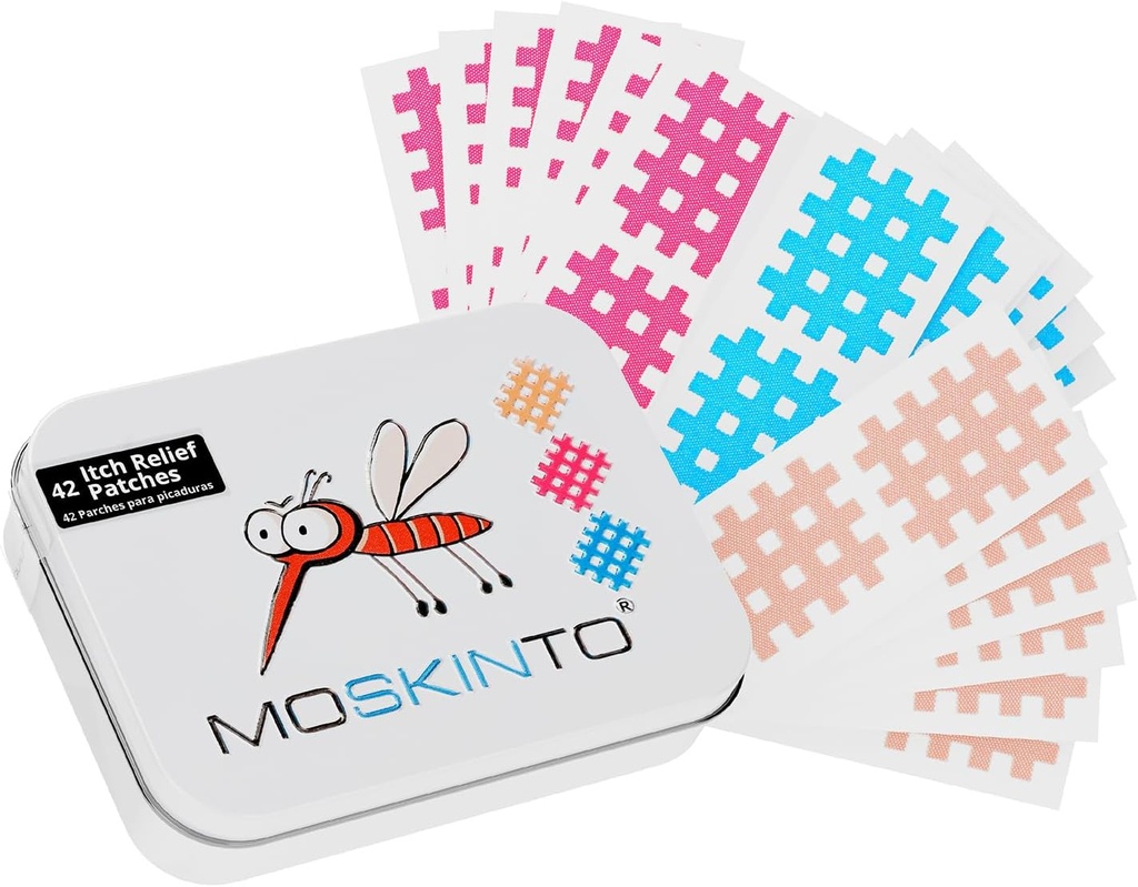 Moskinto The Original Mosquito Itch Relief Patches for Kids & Adulți, Bug Bite Patches Soothe Umflare & Mâncărime, Anti Mâncărime Bug Ajutor, Instrumentul alternativ de aspirare, Family Pack, 42 Conte