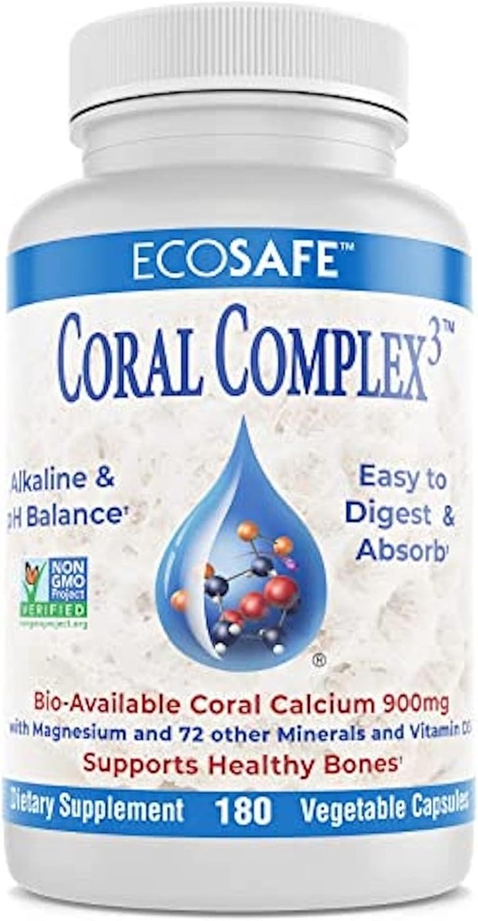Complex coral 3 - Calciu coral 900 mg cu vitamina D3 1200 UI şi magneziu168 mg - 180 Capsule vegetariene