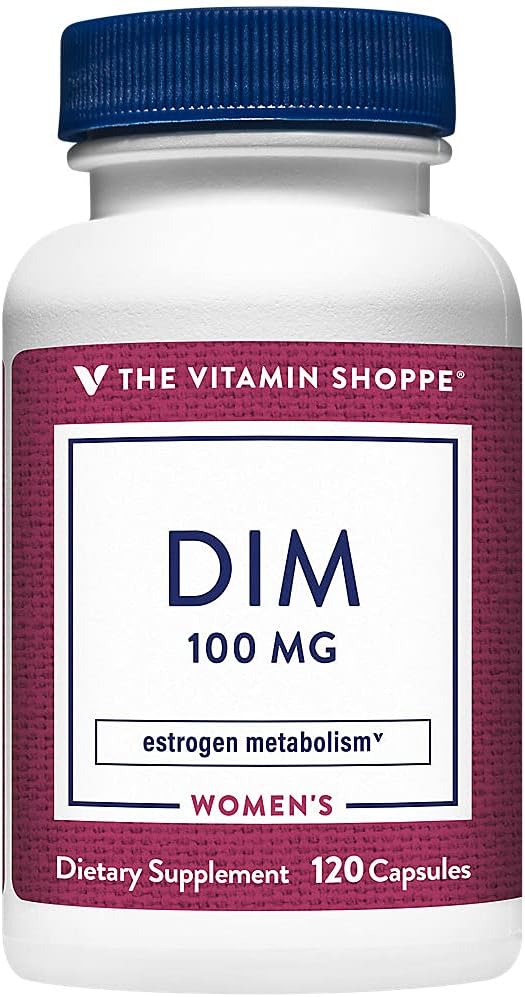 Vitamina Shoppe DIM 100MG cu extract de piper negru Bioperine, suporta metabolismul estrogenului pentru sanatatea femeii (120 capsule)