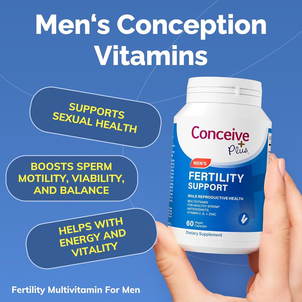 CONCEIVE PLUS Mens Fertility Bundle, Fertility Vitamins 60 Count and Fertility Lubricant 2.5 Once