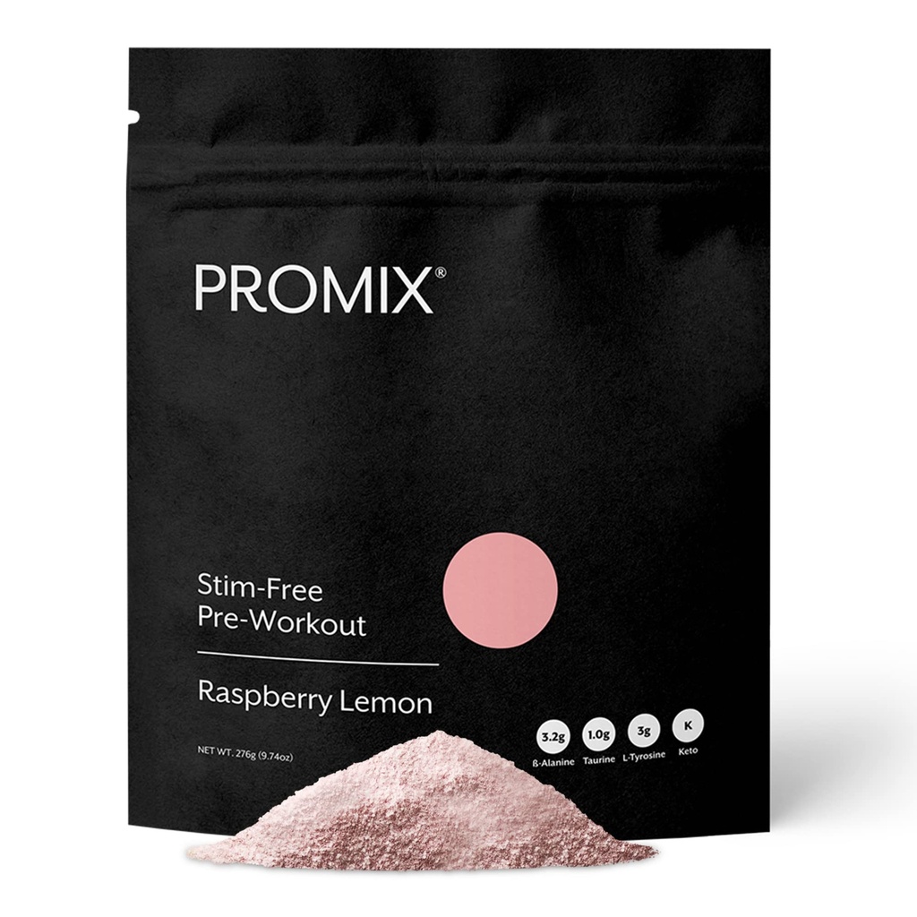 ProMix Nutrition Stim-Free Pre-Working Powder, Raspberry Lemon - 274g - Maximize Focus, Energy & Performance - Vitamina B12, Taurina, Beta-Alanina & L-Tyrosine - 30 Servings (Pachetul de 1)