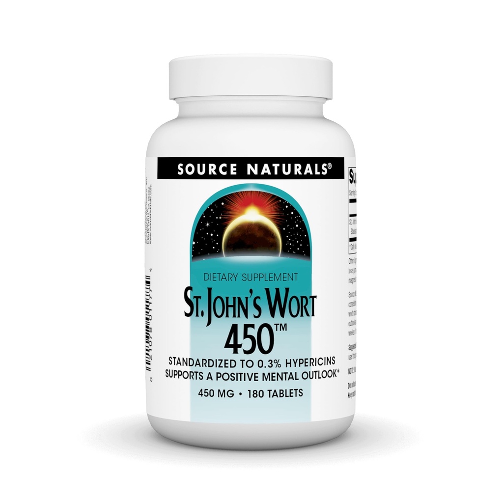 Sursa Naturals St. John's Wort 450 mg susține un Outlook mental pozitiv - 180 comprimate