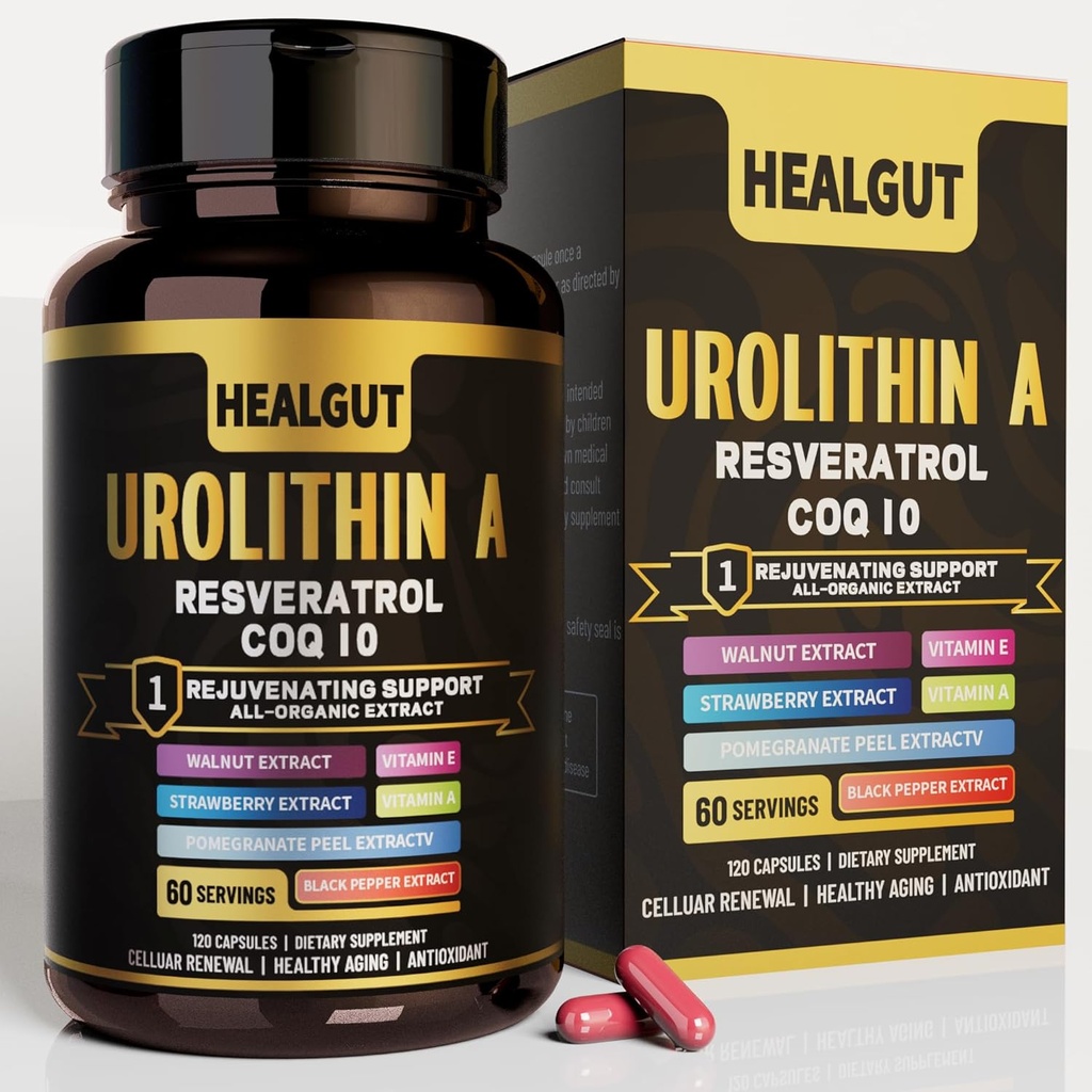 9-in-1 Urolitin Un supliment pentru femei Anti-îmbătrânire 1000mg: Capsule antioxidante cu Trans-Resveratrol și CoQ10 - Statele Unite ale Americii Lab Suport verificat imbatranire sanatoasa si reinnoire celulara